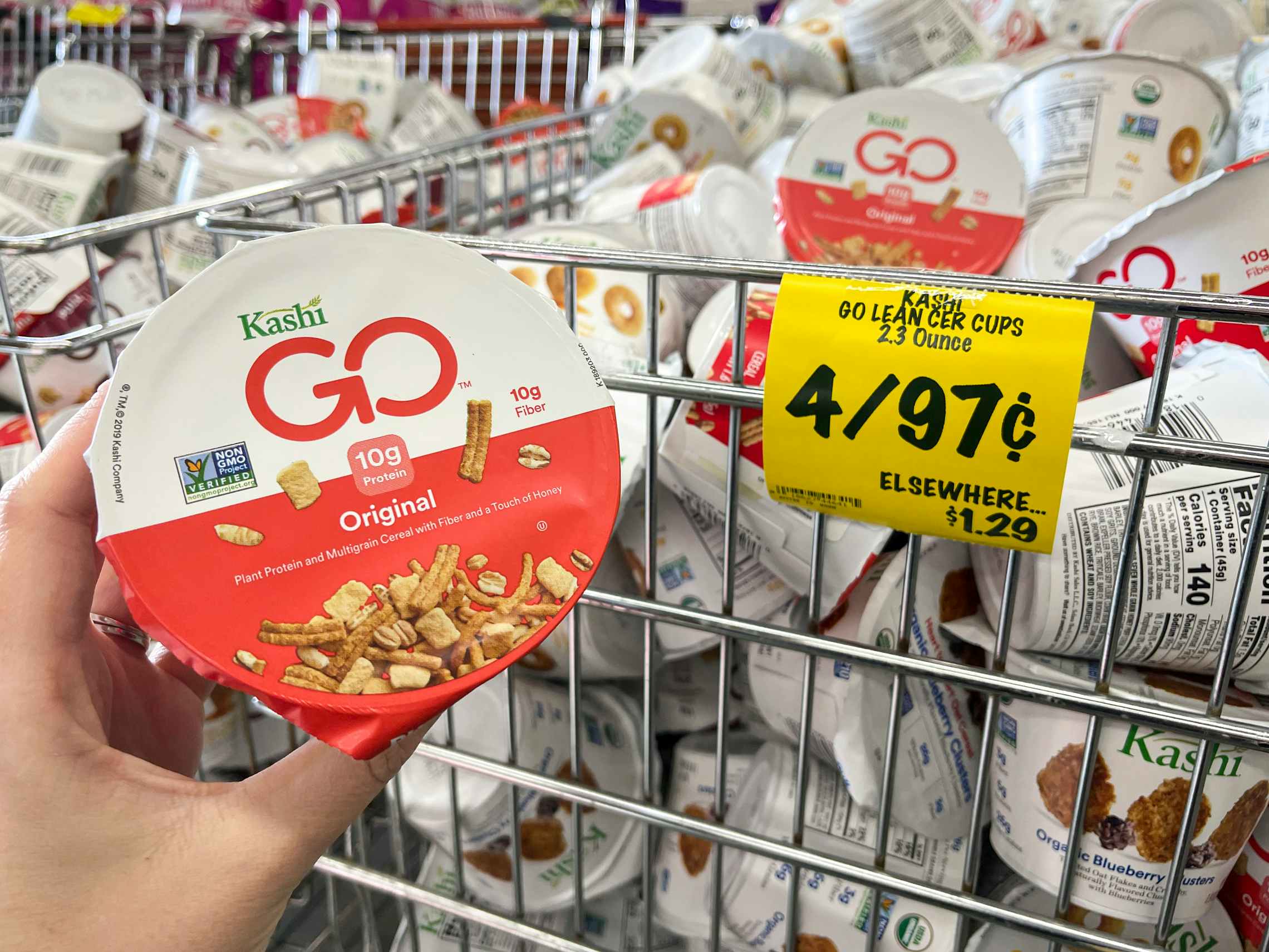 Koshi GO Lean cereal cups at Grocery Outlet.