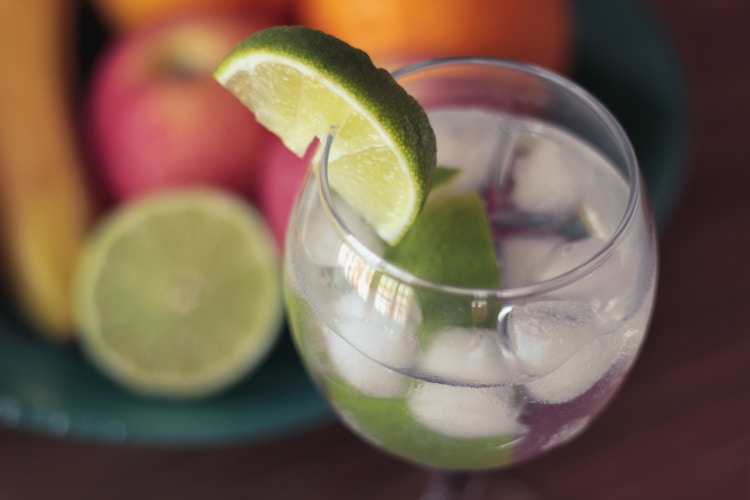 cocktail with lime wedge