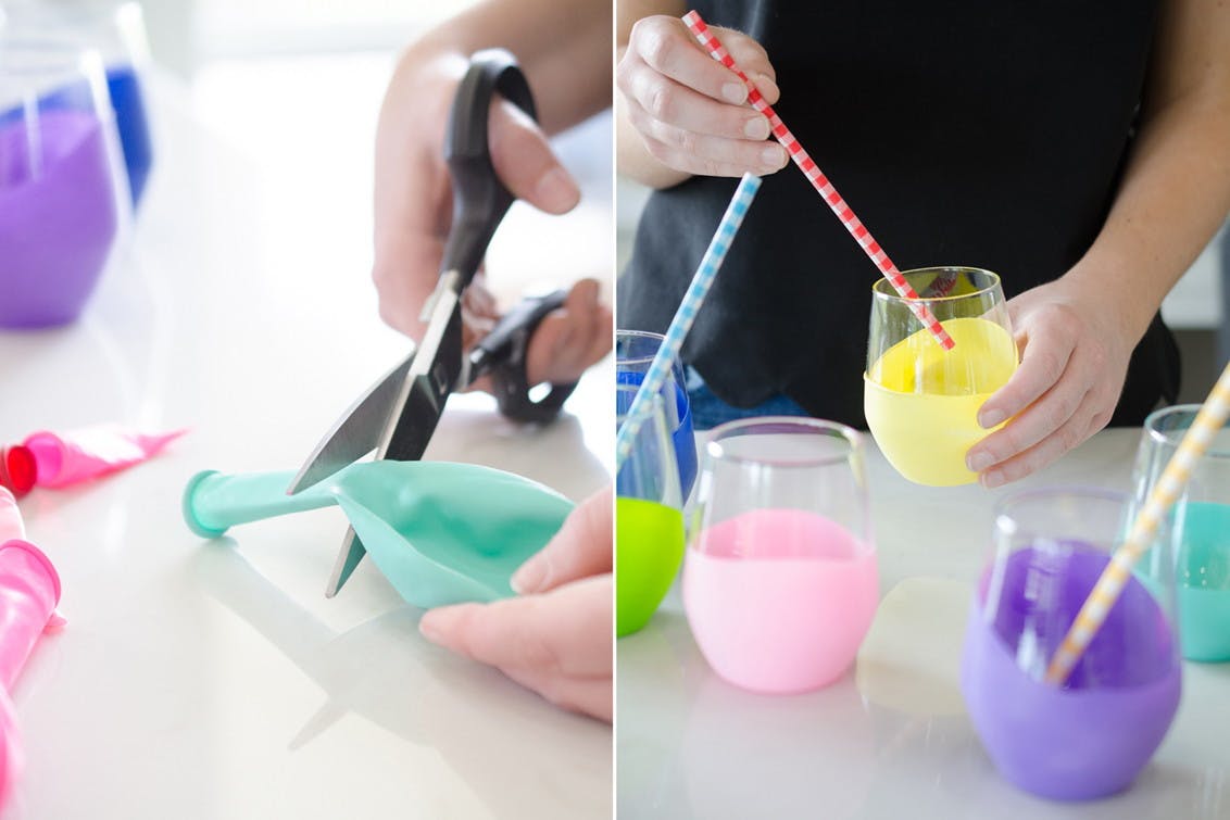 Identify party guests' glasses and create a nonslip grip with balloons.