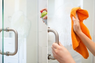 Get rid of soap scum on shower doors and sinks with cooking spray.
