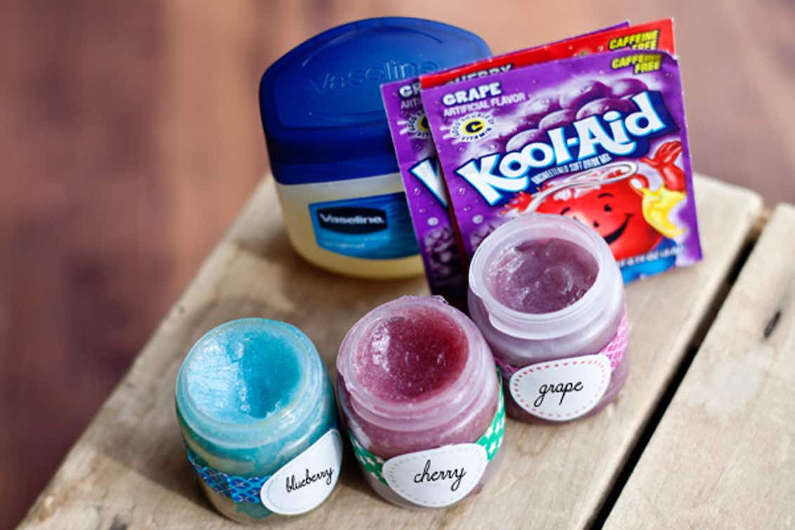 Make flavored lip gloss with Kool-Aid.