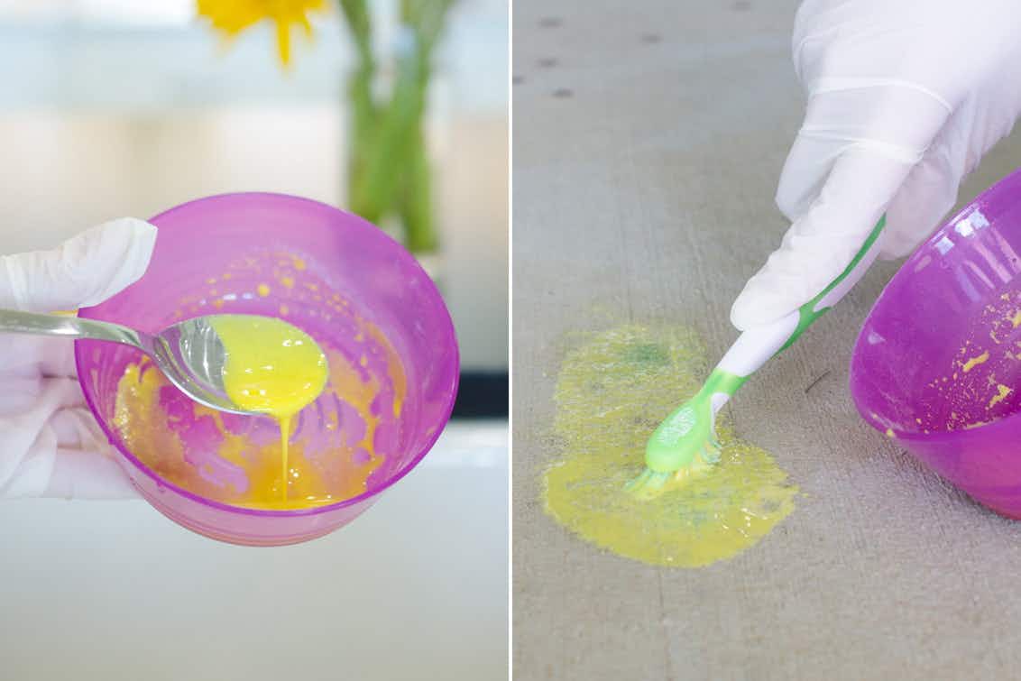 Remove rust stains from concrete with citrus Kool-Aid.