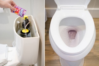 someone pouring koolaid into toilet