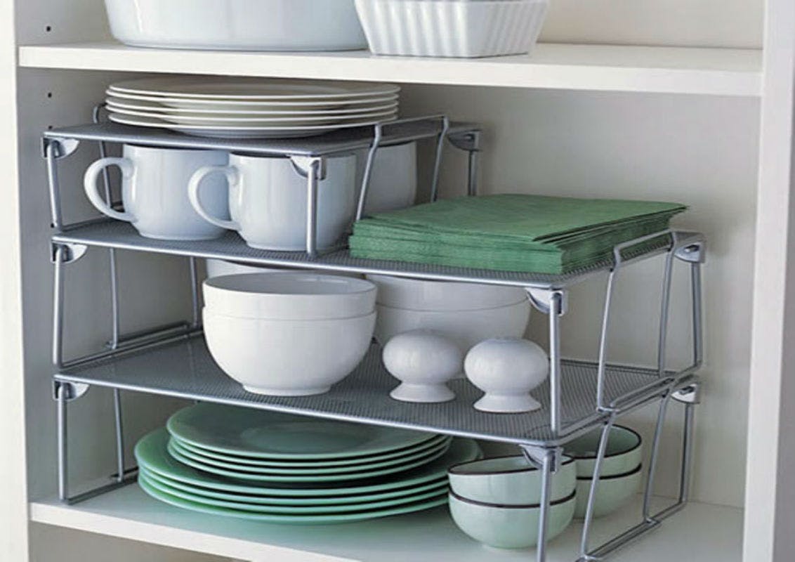 Use stackable mesh shelves
