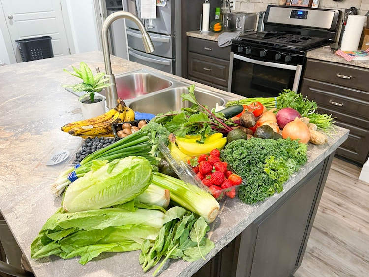 fresh produce on counter