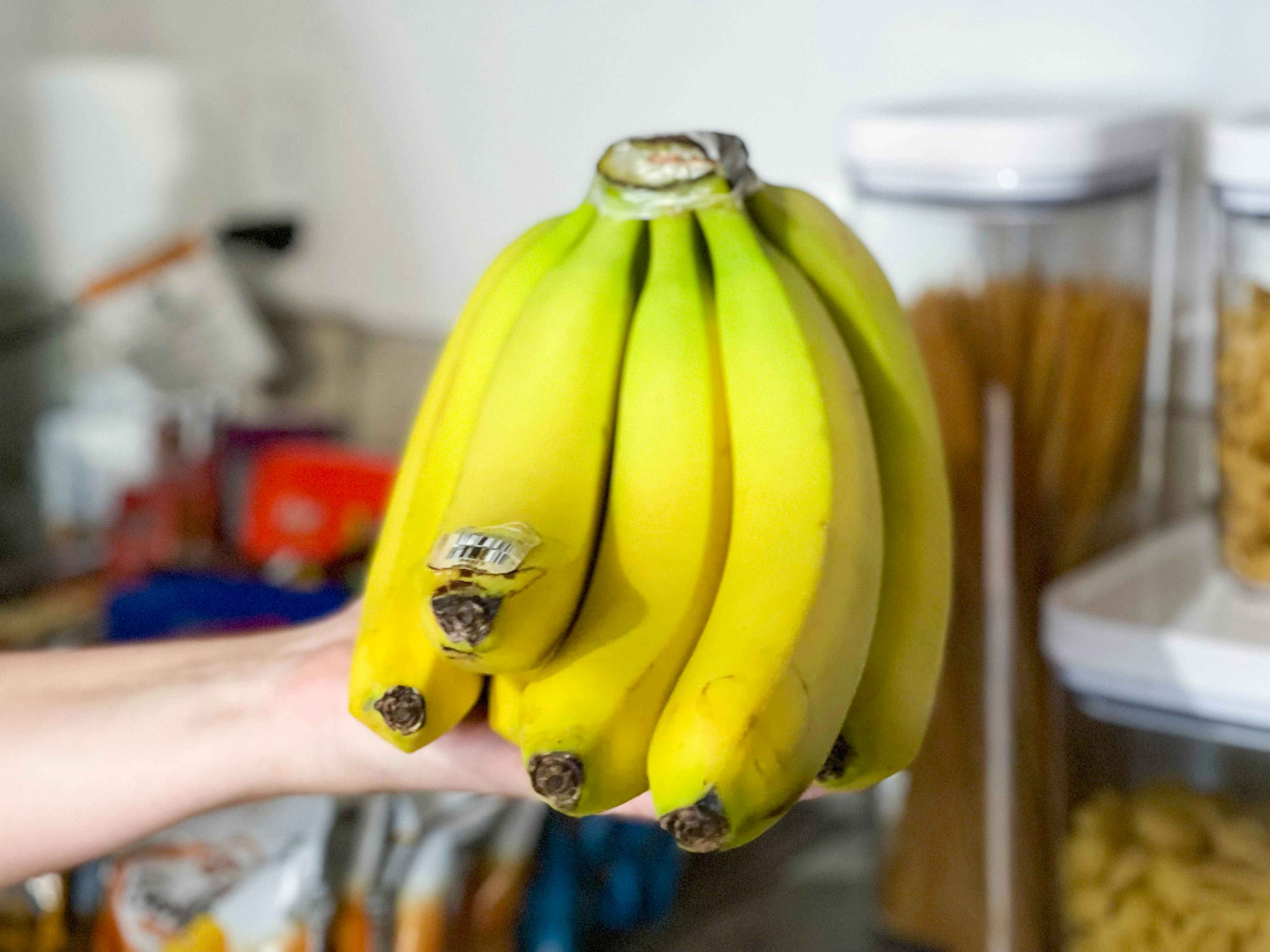 bananas being held in pantry