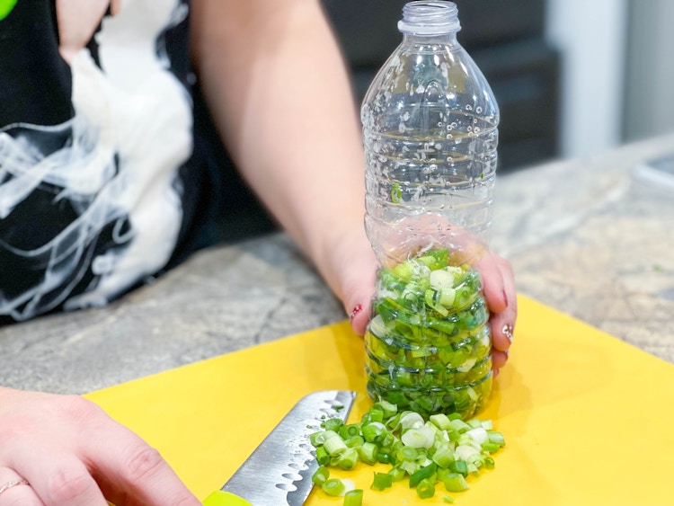 lettuce being separated with paper towel