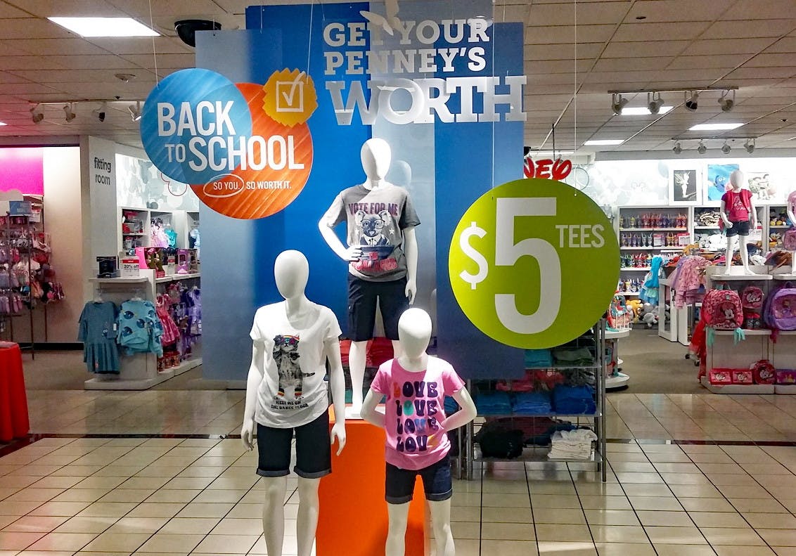 Kids back to school section inside JCPenney