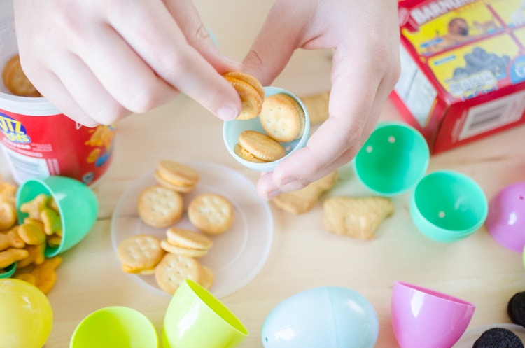 Store snacks in plastic Easter eggs