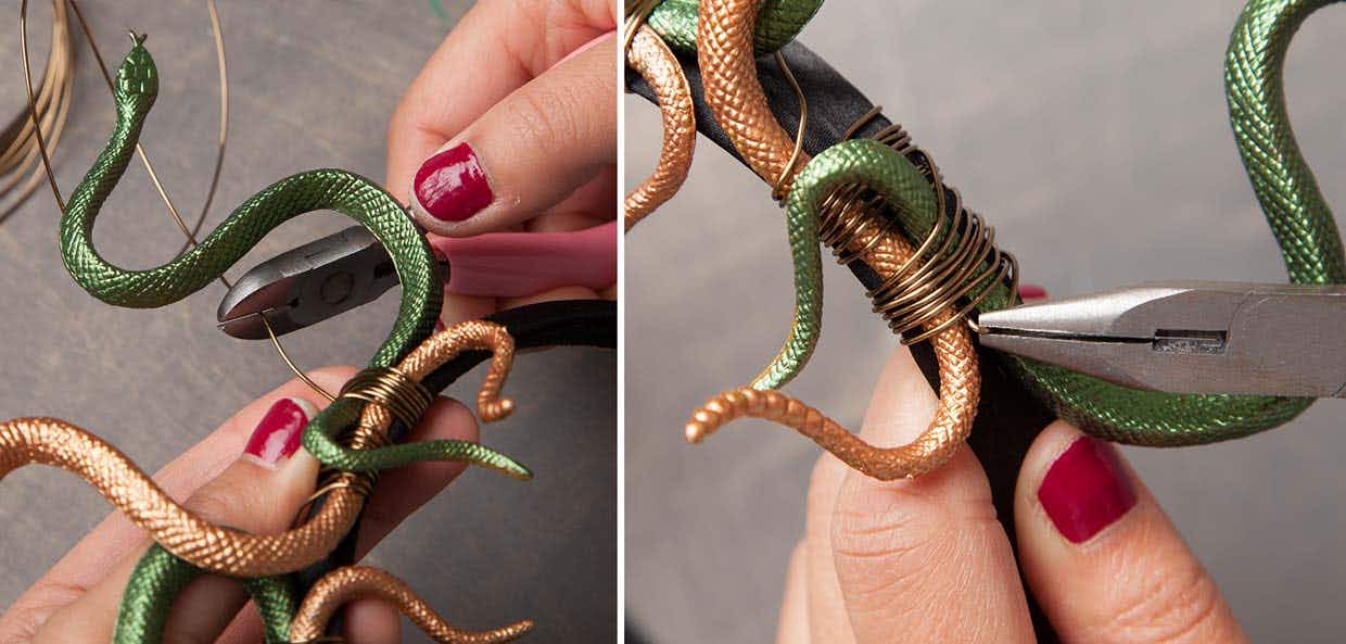Glue or use wire to attach plastic snakes onto a headband and go as Medusa.
