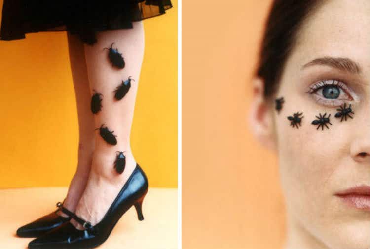 Glue creepy looking bugs to a pair of nylons or even your face.