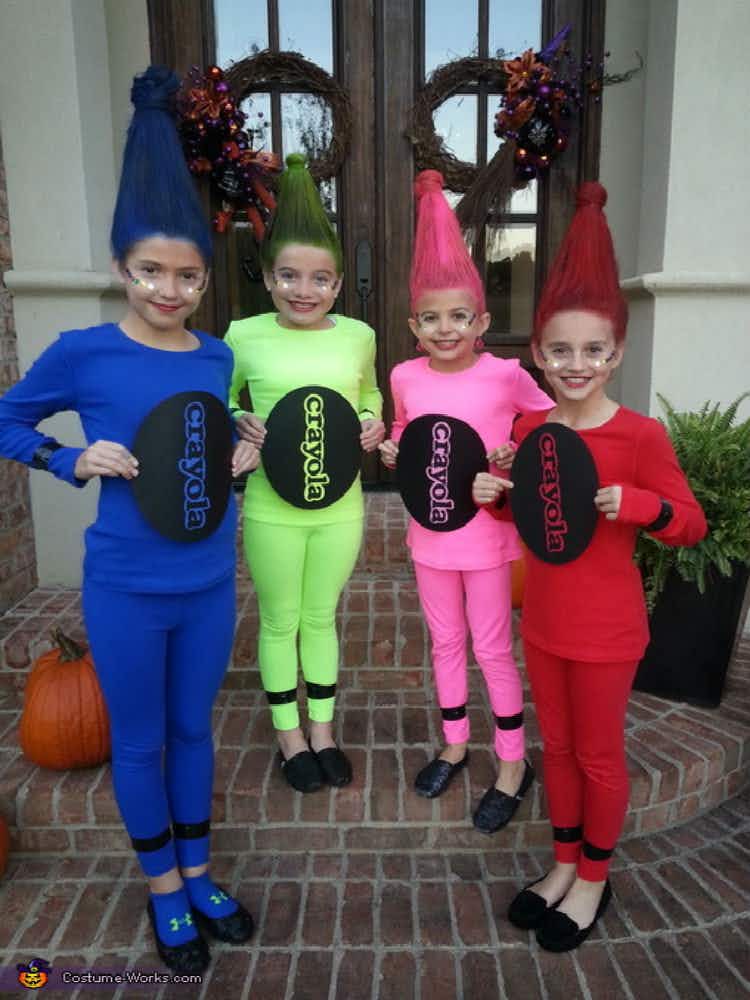 Wear colorful matching tops and leggings and go as crayons.