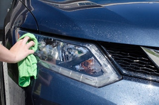 Rub the grime off of headlights.