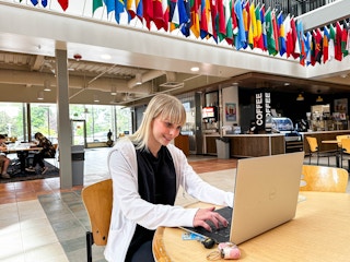 college student on laptop