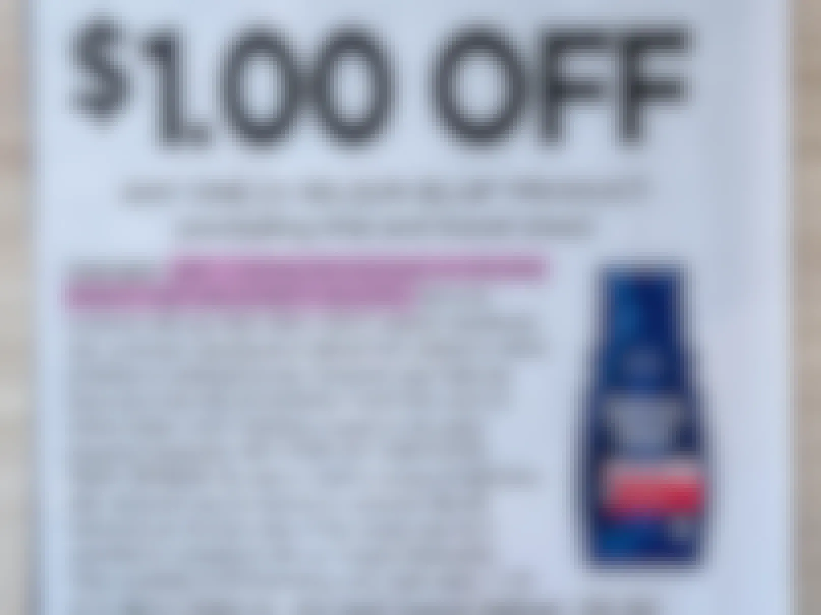 a $1 off coupon for any one Selsun Blue Product with the fine print highlighted that says, "Limit 1 coupon per purchase of specified product sizes and quantity indicated