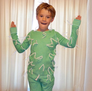 Gather green clothes and sew on pipe cleaners for a prickly cactus.