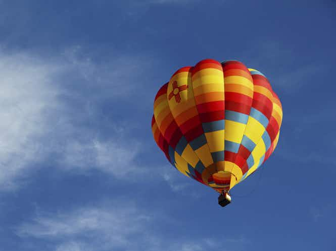 A hot air balloon in the sky.