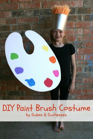 Turn broom bristles and poster board into a paintbrush.