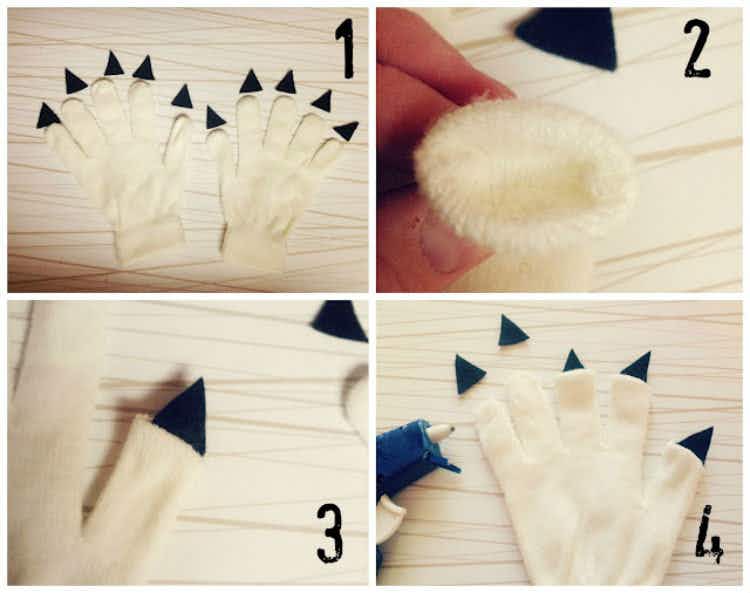 Turn an old pair of gloves into monster claws.