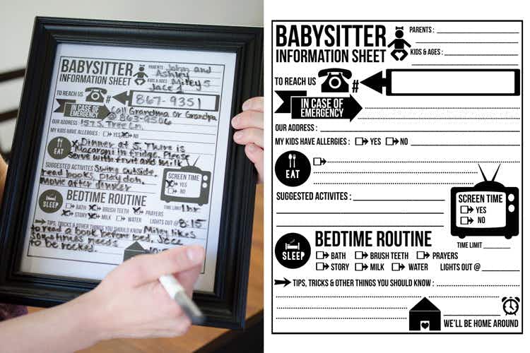  Make sure your babysitter always has instructions and emergency contact info with this free template.
