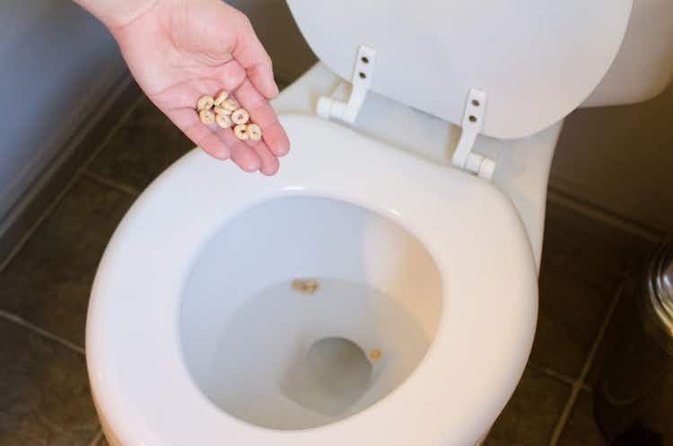 Potty train boys by putting cereal in the toilet and having them aim at them.