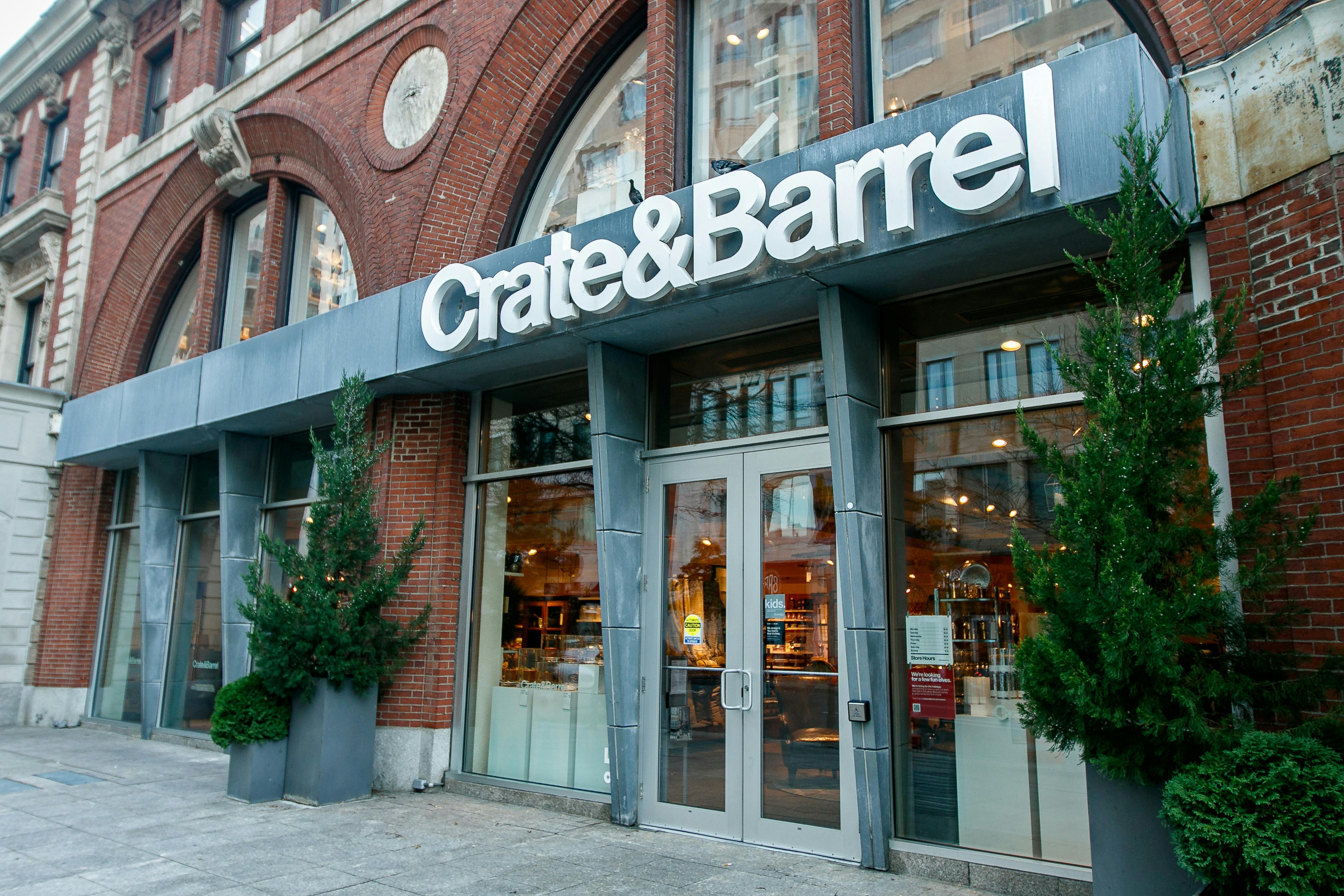 A Crate & Barrel storefront.
