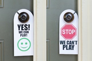Let neighborhood friends know when your kids are free to play with a door sign.