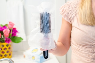 Tame static-prone hair by putting a dryer sheet over your brush's bristles.