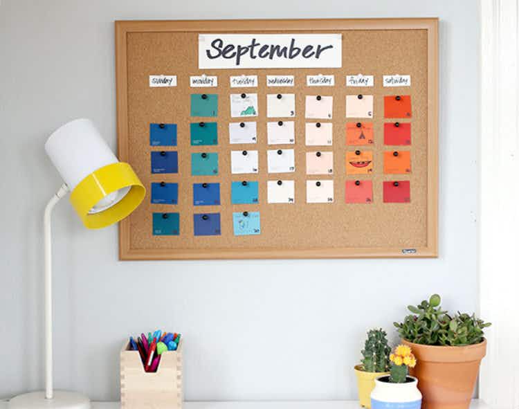 Organize chips into a calendar.