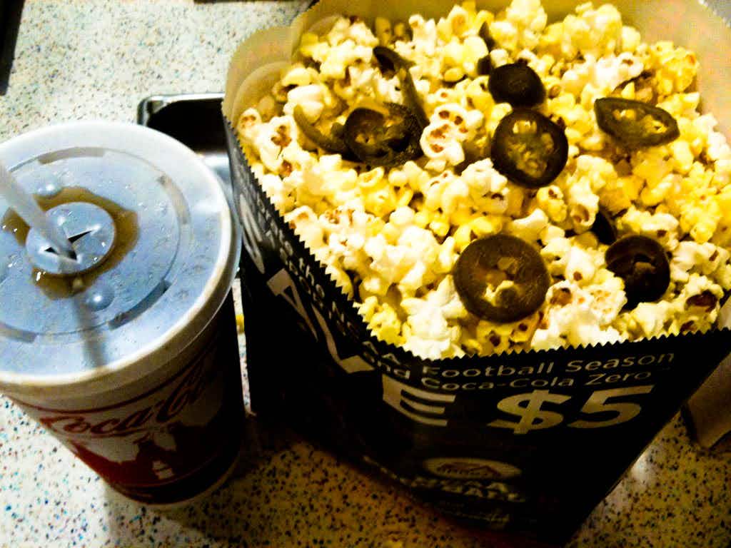 Add items from the nacho bar to your popcorn.