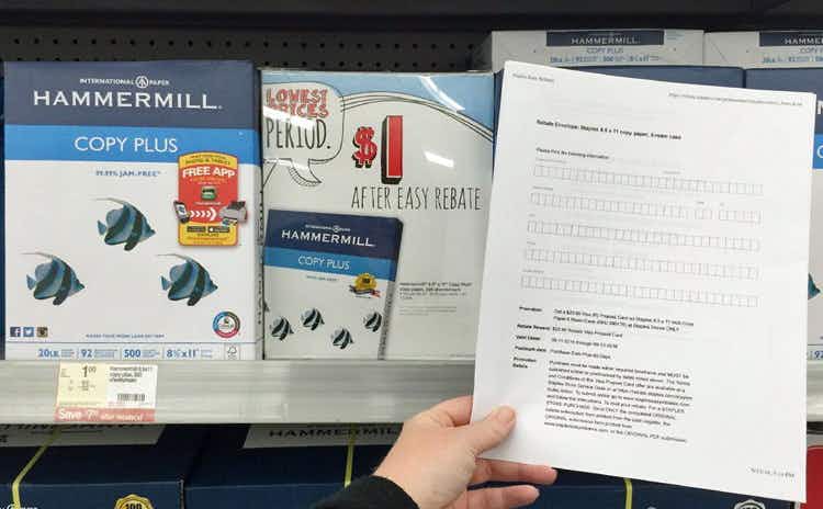 Get free or cheap copy paper with rebates at Staples.