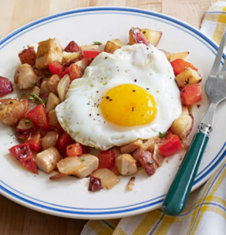 Turkey Hash with Sunny-Side-Up Eggs