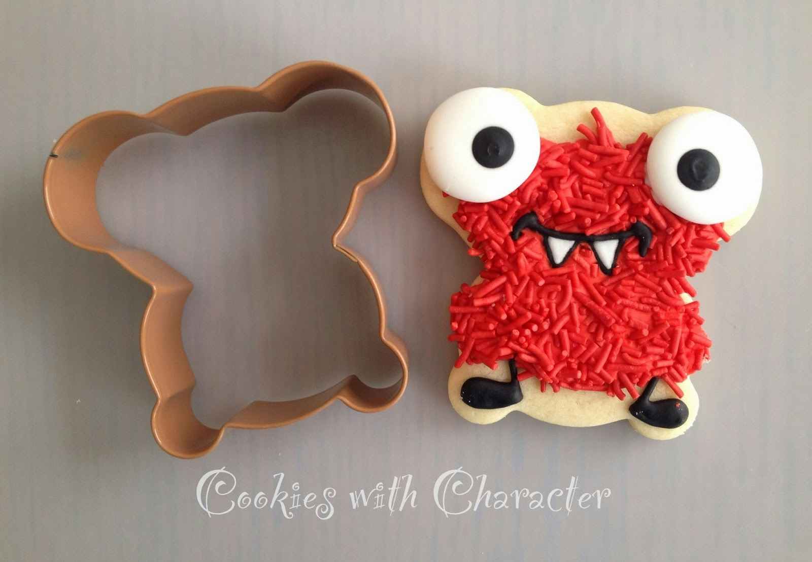 Make monster cookies with an upside down teddy bear.