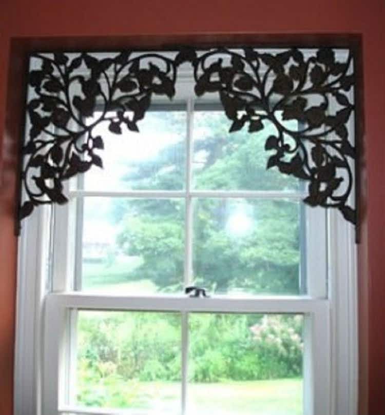 Add metal shelf brackets to windows that don't need curtains.