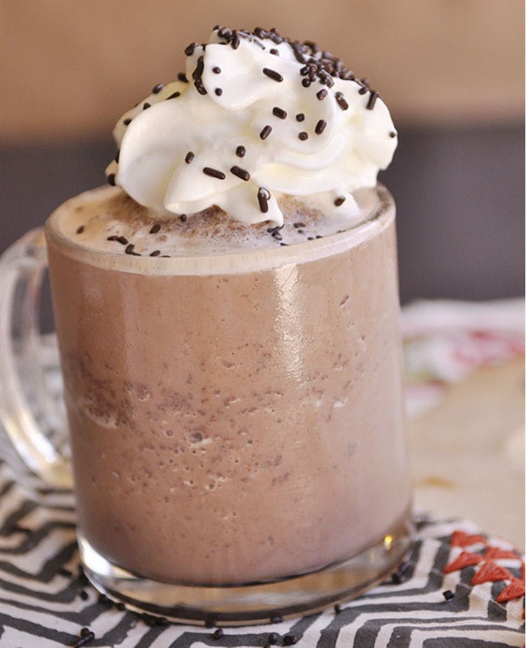 Serve hot chocolate frozen.