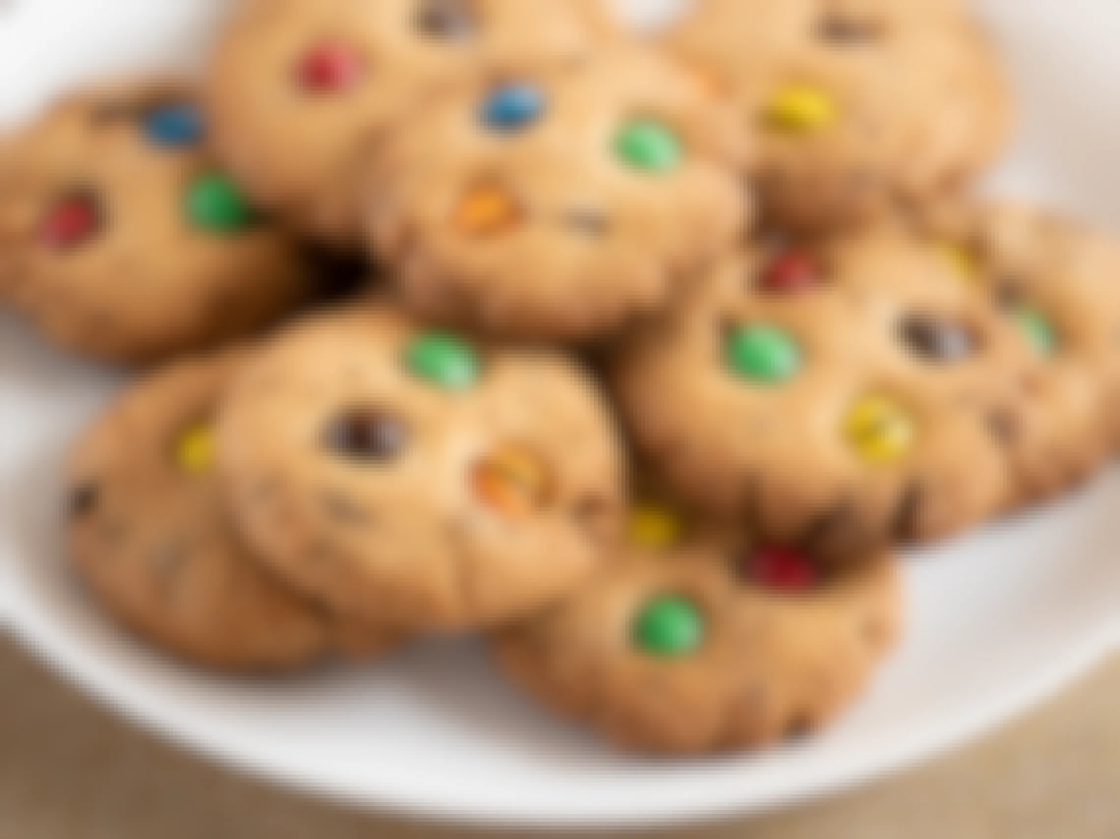 A plate of M&M cookies