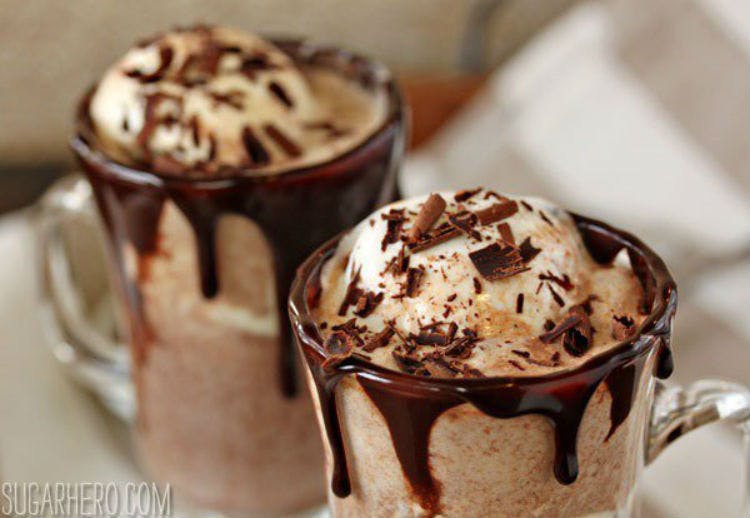 Make hot cocoa floats with ice cream.
