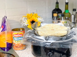 tortilla on top of slow cooker