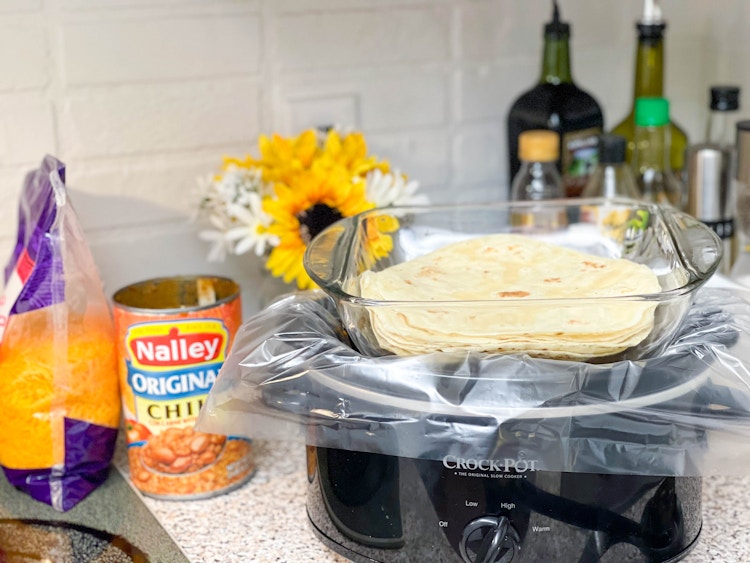 tortilla on top of slow cooker