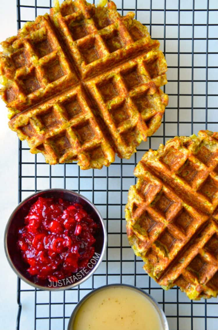 Leftover Stuffing Waffles