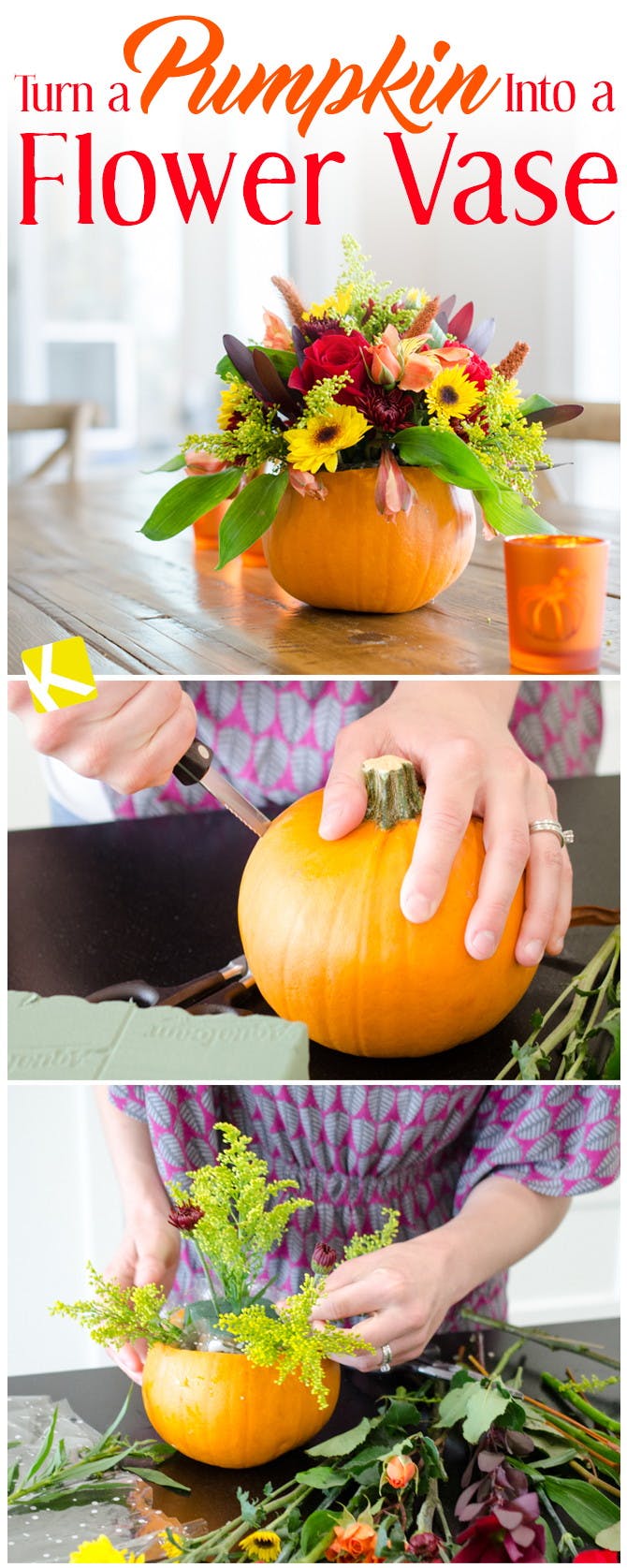 How to Turn a Pumpkin Into a Flower Vase