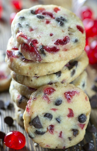 Christmas Maraschino Cherry Shortbread Cookies