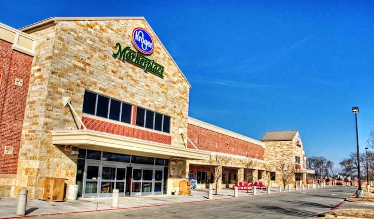 The front of a Kroger store. 