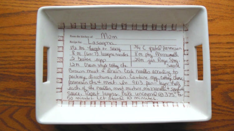 Create a personalized recipe plate with permanent marker.