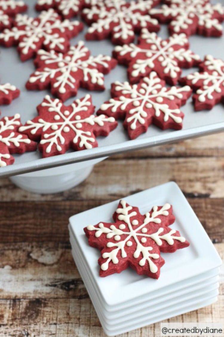 Red Velvet Snowflake Cookies