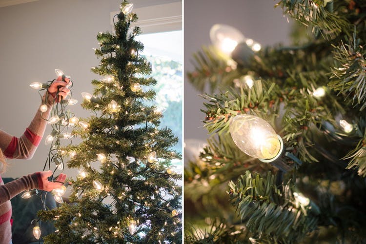 Decorate your tree with two different size bulbs for a more magical effect.