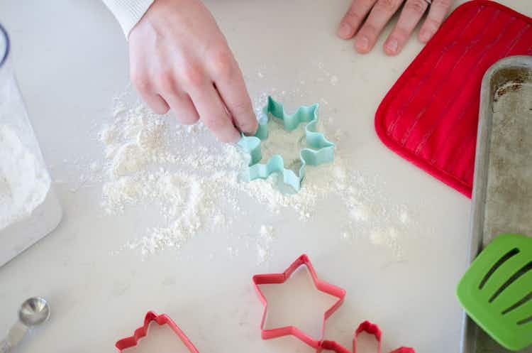 Dip cookie cutters in flour first before cutting dough to help cookies retain their shape.