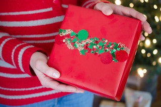 Use double sided tape and confetti instead of ribbons.