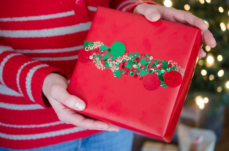 Use double sided tape and confetti instead of ribbons.