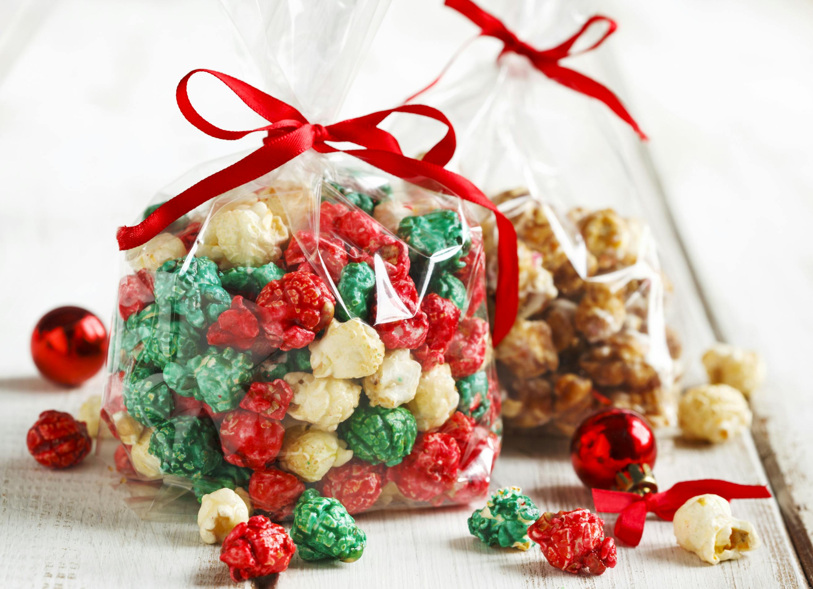 A bag of colorful popcorn